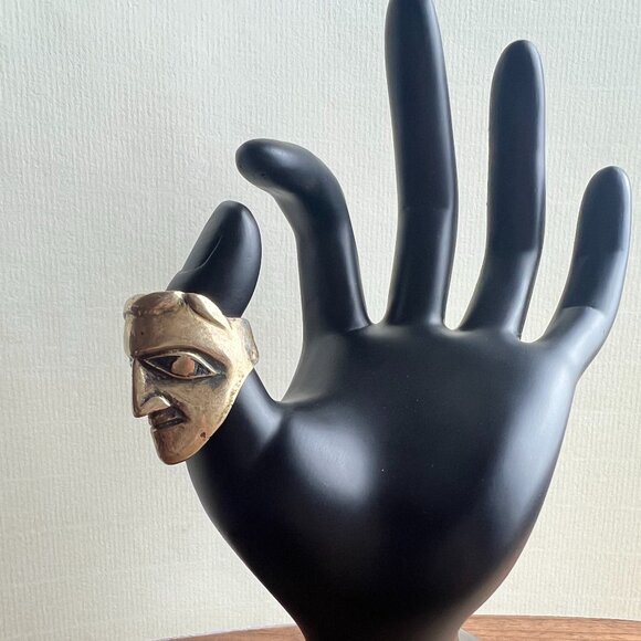 Handmade Brass Face Statement Ring Made By Daro Flood Size 10 - Picture 1 of 8